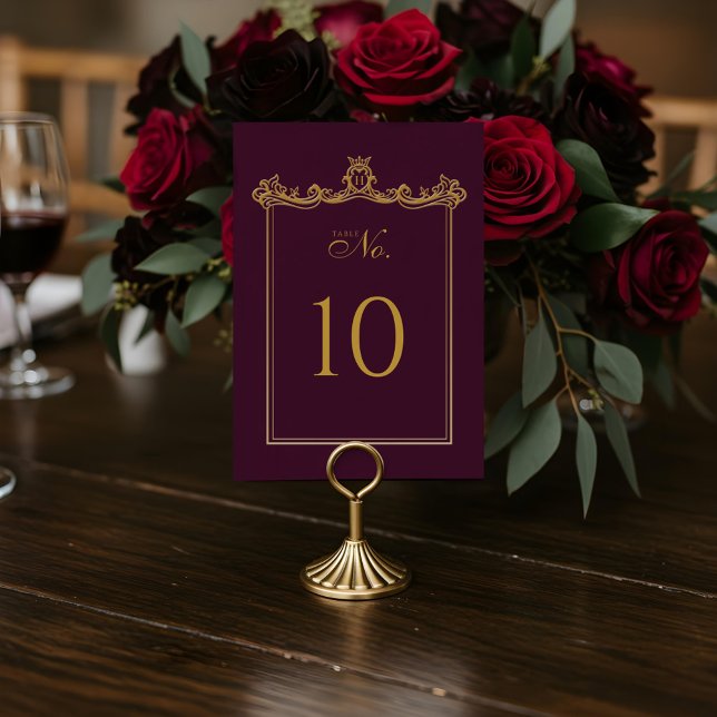 Royal Muse Medieval Fantasy Ornate Plum Wedding Table Number (Royal Muse Medieval Fantasy Ornate Plum Wedding Table Number)