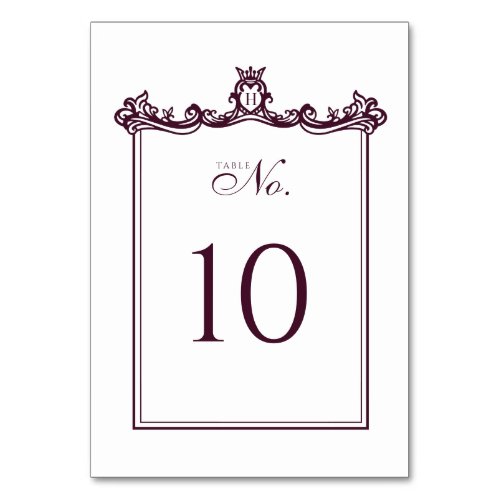 Royal Muse Medieval Fantasy Ornate White Wedding Table Number