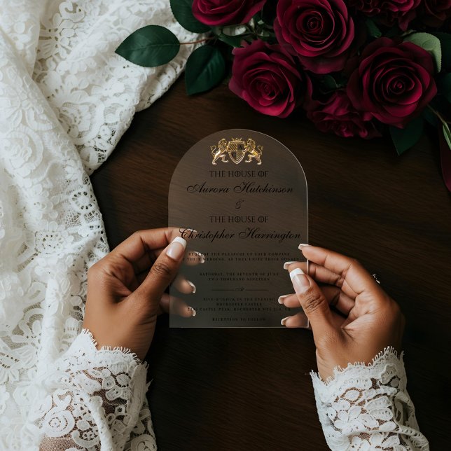 Royal Muse Medieval Fantasy Plum Floral Wedding Acrylic Invitations (Royal Muse Medieval Fantasy Plum Floral Wedding Acrylic Invitations)