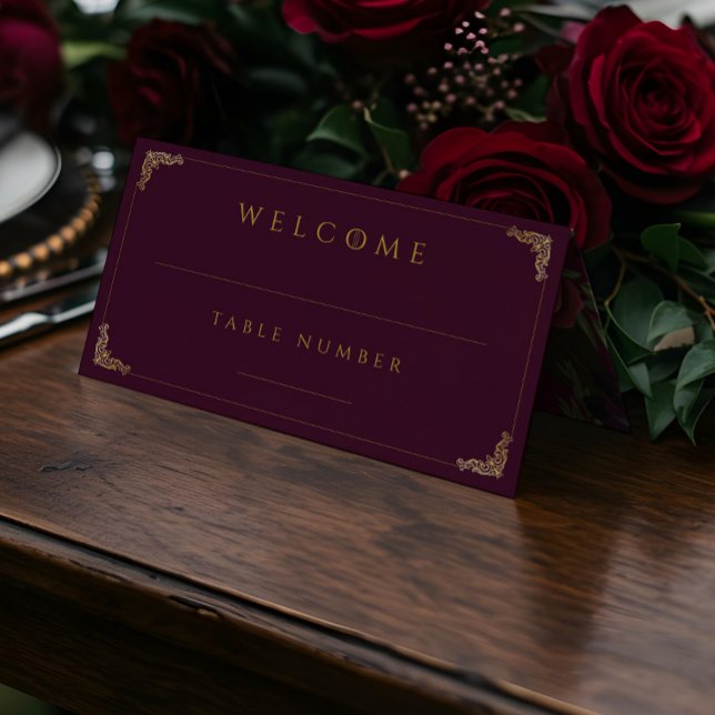 Royal Muse Medieval Fantasy Plum Floral Wedding Place Card (Royal Muse Medieval Fantasy Plum Floral Wedding Place Card)