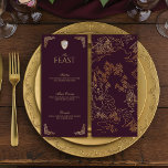 Royal Muse Medieval Fantasy Shield Ornate Wedding Menu<br><div class="desc">Take a step back in time with our striking royal muse wedding feast menu card design. Inspired by the iconic era of the medieval ages and fantasy realms. Our royal muse wedding design is perfect for couples seeking a lavish, regal, yet modern-day medieval aesthetic. Every element is hand-drawn by us,...</div>