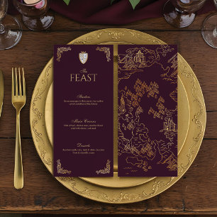 Royal Muse Medieval Fantasy Shield Ornate Wedding Menu