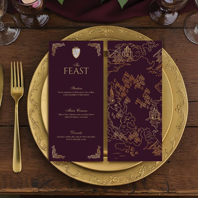 Royal Muse Medieval Fantasy Shield Ornate Wedding Menu (Royal Muse Medieval Fantasy Shield Ornate Wedding Menu)