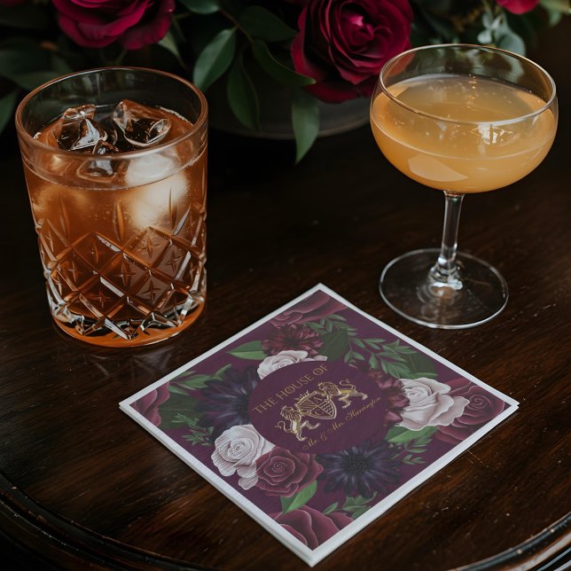 Royal Muse Medieval Lion Crest & Floral Wedding Napkins (Royal Muse Medieval Lion Crest & Floral Wedding Napkins)