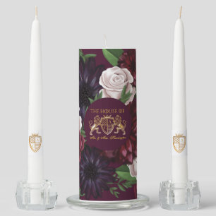 Royal Muse Medieval Lion Crest & Floral Wedding Unity Candle Set