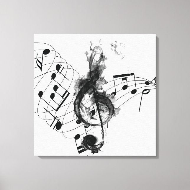 Royal Music Note black and white Canvas Print (Front)