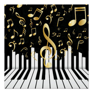 Royal Music Note luxury piano keys Poster