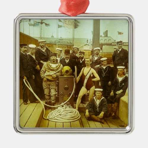 Royal Naval Exhibition 1891 Magic Lantern Slide Metal Ornament