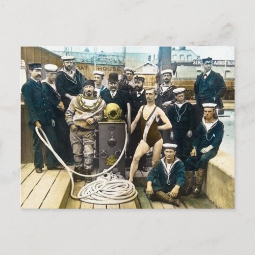 Royal Naval Exhibition 1891 Vintage Hardhat Diver Postcard