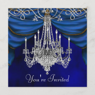 Royal Navy Blue Chandelier Party Invitations