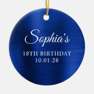 Royal Navy Blue Faux Foil 18th Birthday Photo Ceramic Ornament