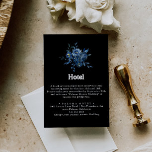 Royal Navy Blue Floral Hotel Enclosure Card