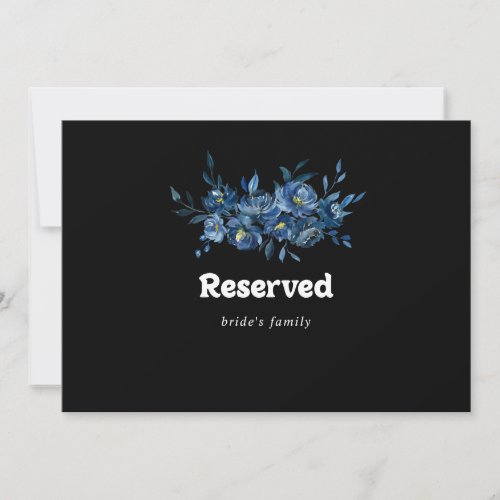 Royal Navy Blue Floral Wedding Reserved Sign