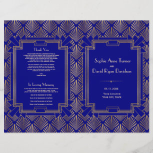 Royal Navy Blue Gold Great Gatsby Art Deco Program
