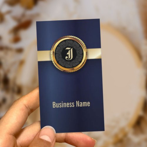 Royal Navy Blue &amp; Gold Label Business Card
