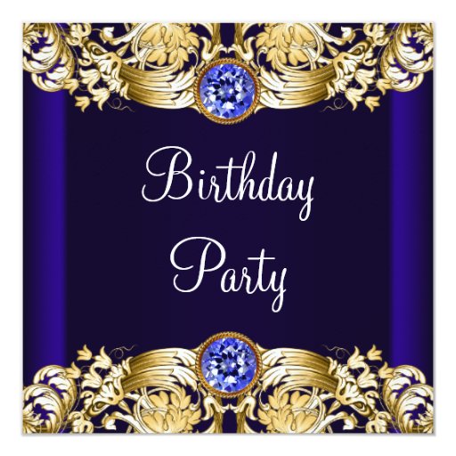 Royal Blue And Gold Birthday Invitations 7