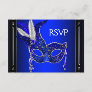 Royal Navy Blue Mask Masquerade Party RSVP