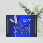 Royal Navy Blue Mask Masquerade Party RSVP (Standing Front)