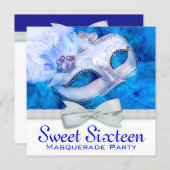Royal Navy Blue Masquerade Party Invitations (Front/Back)