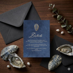 Royal Navy Blue Ocean Wedding Details Enclosure Card