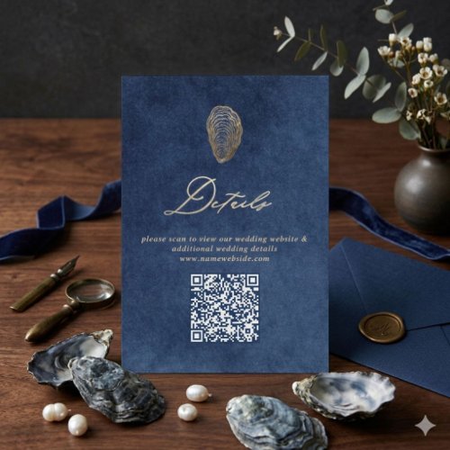 Royal Navy Blue Ocean Wedding Details  Enclosure Card