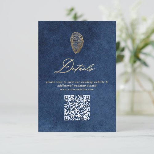 Royal Navy Blue Ocean Wedding Details  Enclosure Card