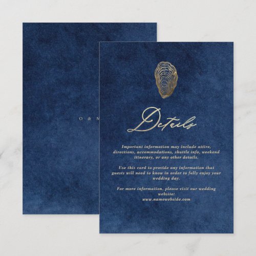 Royal Navy Blue Ocean Wedding Details  Enclosure Card