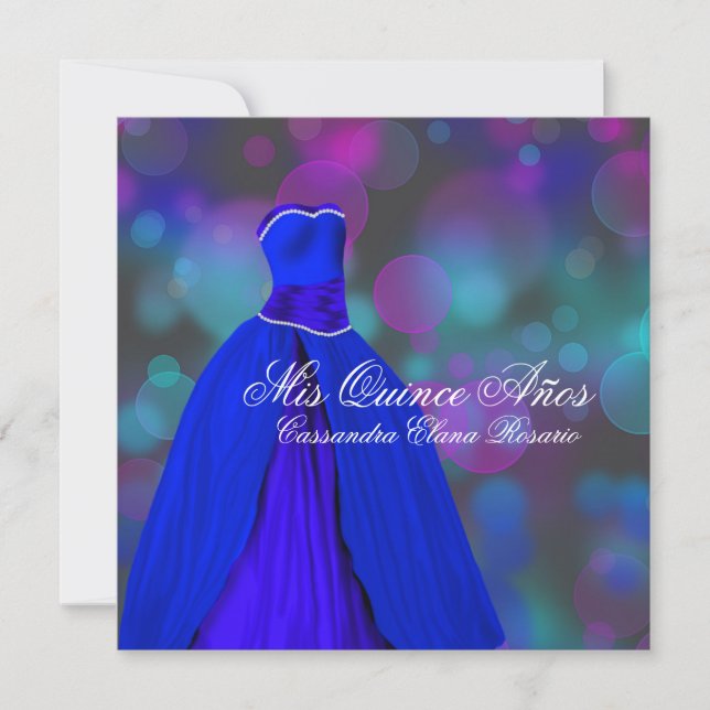 Royal Navy Blue Pink Purple Quinceanera Invitation (Front)