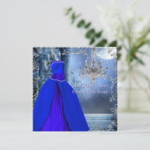 Royal Navy Blue Quinceanera Invitation (Standing Front)