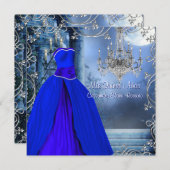 Royal Navy Blue Quinceanera Invitation (Front/Back)