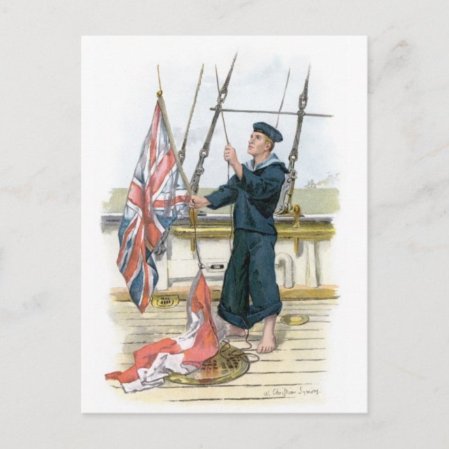 Royal Navy Sailor Signalling Postcard (Front)