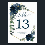 Royal Navy Wedding Table Numbers Double Sided<br><div class="desc">Help your guests easily find their way with these lovely double sided table number cards. Easily edit the numbers,  names and date! This design features a beautiful burgundy navy floral bouquet and elegant script font!

See the entire Royal Navy collection for more matching items!</div>