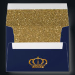 Royal Navy with Crown Blue & Gold Lined Envelope<br><div class="desc">This envelope is great for any occasion,  but goes great with our Royal Prince design</div>