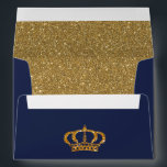 Royal Navy with Crown Blue & Gold Lined Envelope<br><div class="desc">This envelope is great for any occasion,  but goes great with our Royal Prince design</div>
