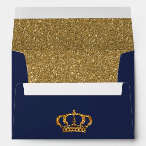 Royal Navy with Crown Blue  Gold Lined Envelope