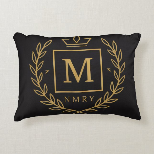 "Royal NMKY Emblem – Monogram M Crest Design" Accent Pillow (Front)