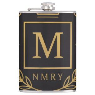 "Royal NMKY Emblem – Monogram M Crest Design" Flask