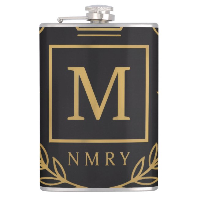 "Royal NMKY Emblem – Monogram M Crest Design" Flask (Front)