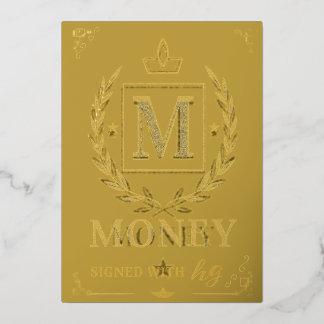 "Royal NMKY Emblem – Monogram M Crest Design" Foil Holiday Card