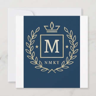 "Royal NMKY Emblem – Monogram M Crest Design" Holiday Card