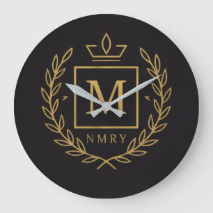 "Royal NMKY Emblem – Monogram M Crest Design" Large Clock