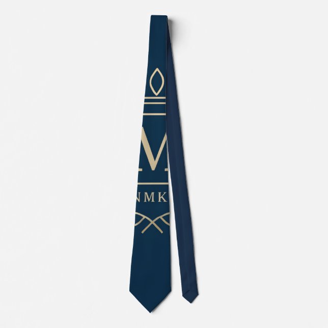 "Royal NMKY Emblem – Monogram M Crest Design" Neck Tie (Front)