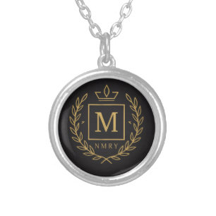 "Royal NMKY Emblem – Monogram M Crest Design" Silver Plated Necklace