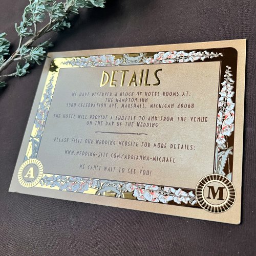 Royal Nouveau Real Foil Wedding Details Card