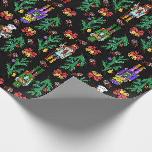Royal Nutcracker and Wreath Pattern Wrapping Paper