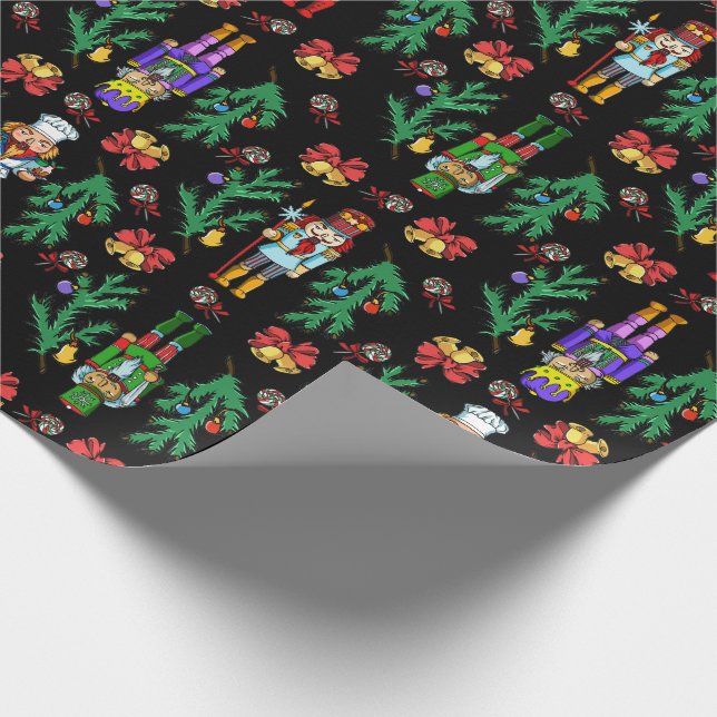 Royal Nutcracker and Wreath Pattern Wrapping Paper (Corner)