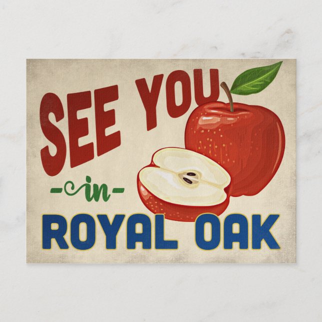 Royal Oak Michigan Apple - Vintage Travel Postcard (Front)