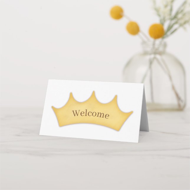 Royal Occassion Fairytale Golden Crown Kids' Place Place Card (Front)