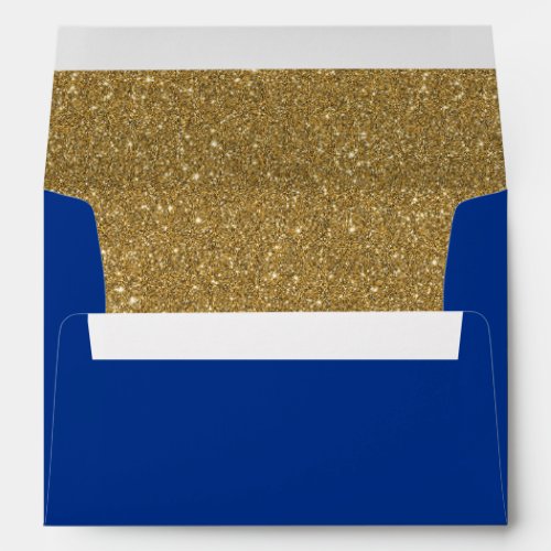 Royal or Navy Blue  Gold Glitter Lined Envelope