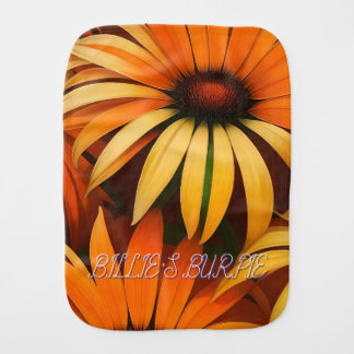 Royal Orange Coneflowers Baby Burp Cloth